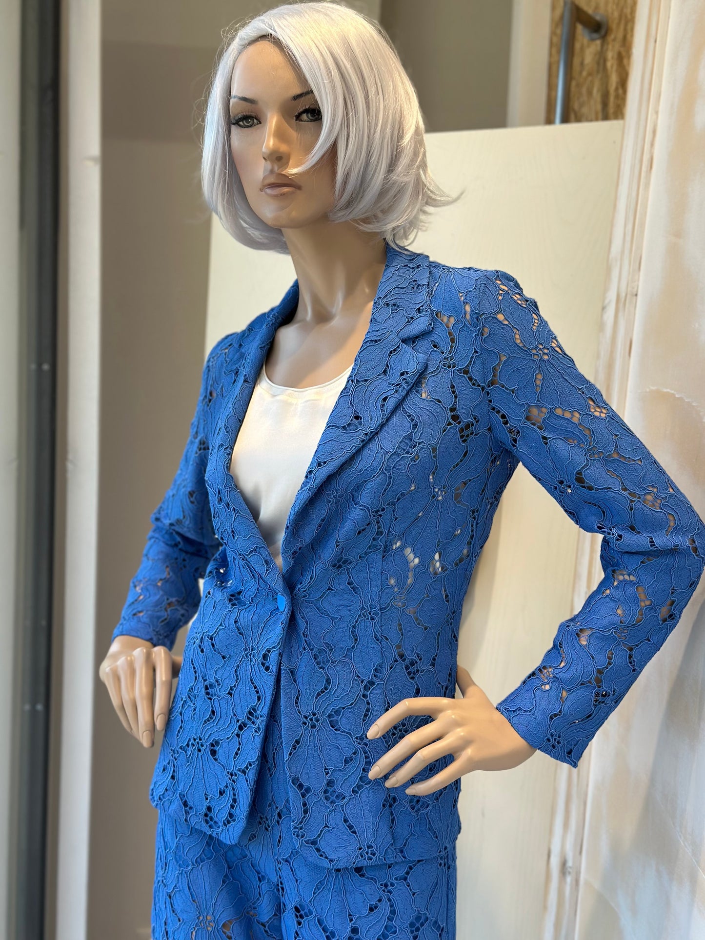 Tailleur pizzo blu Emme Marella