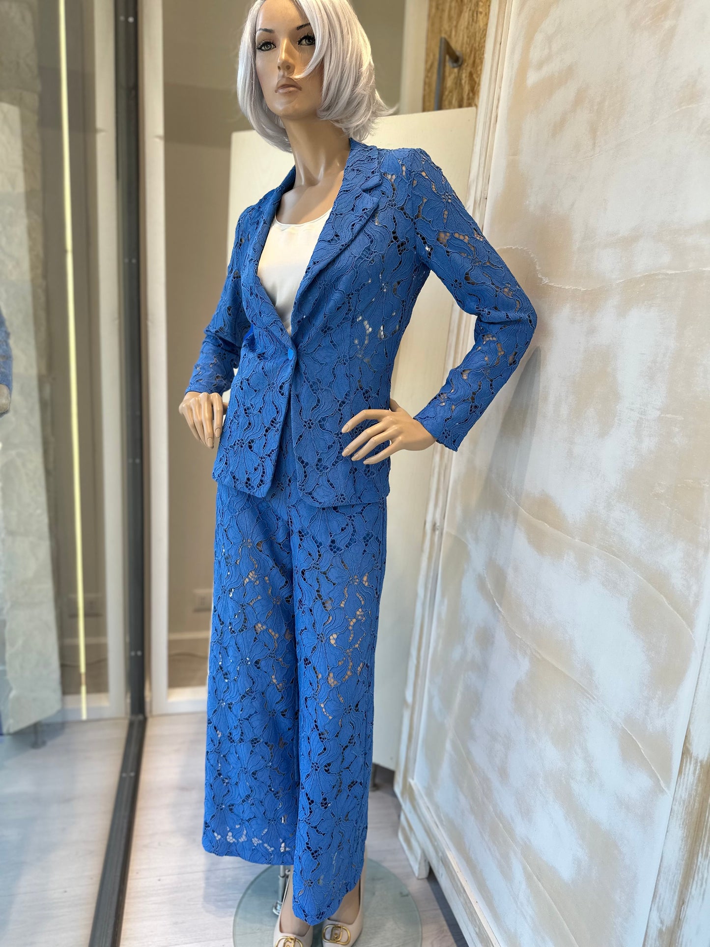 Tailleur pizzo blu Emme Marella