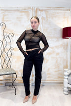 T-shirt in tulle con strass LIU JO