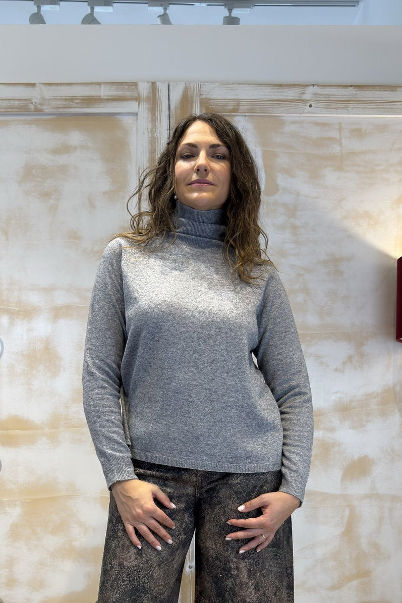 Maglia collo alto grigio melange KAOS