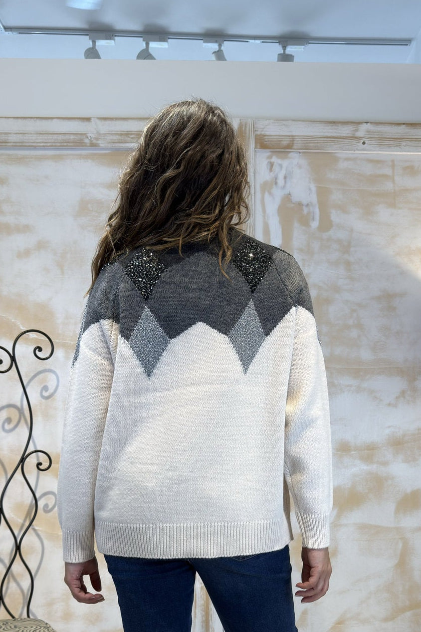 Maglia con rombi e lurex KAOS