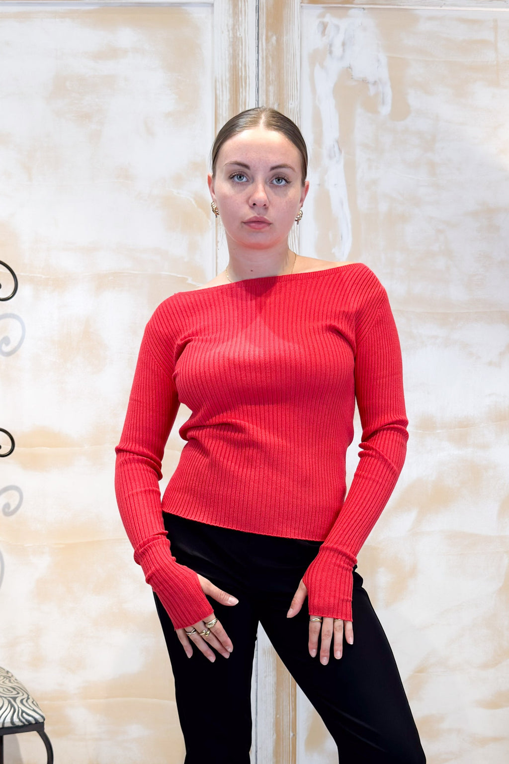 Maglia a costine con manica a guanto KAOS