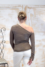 T-shirt lurex spalla nuda KAOS