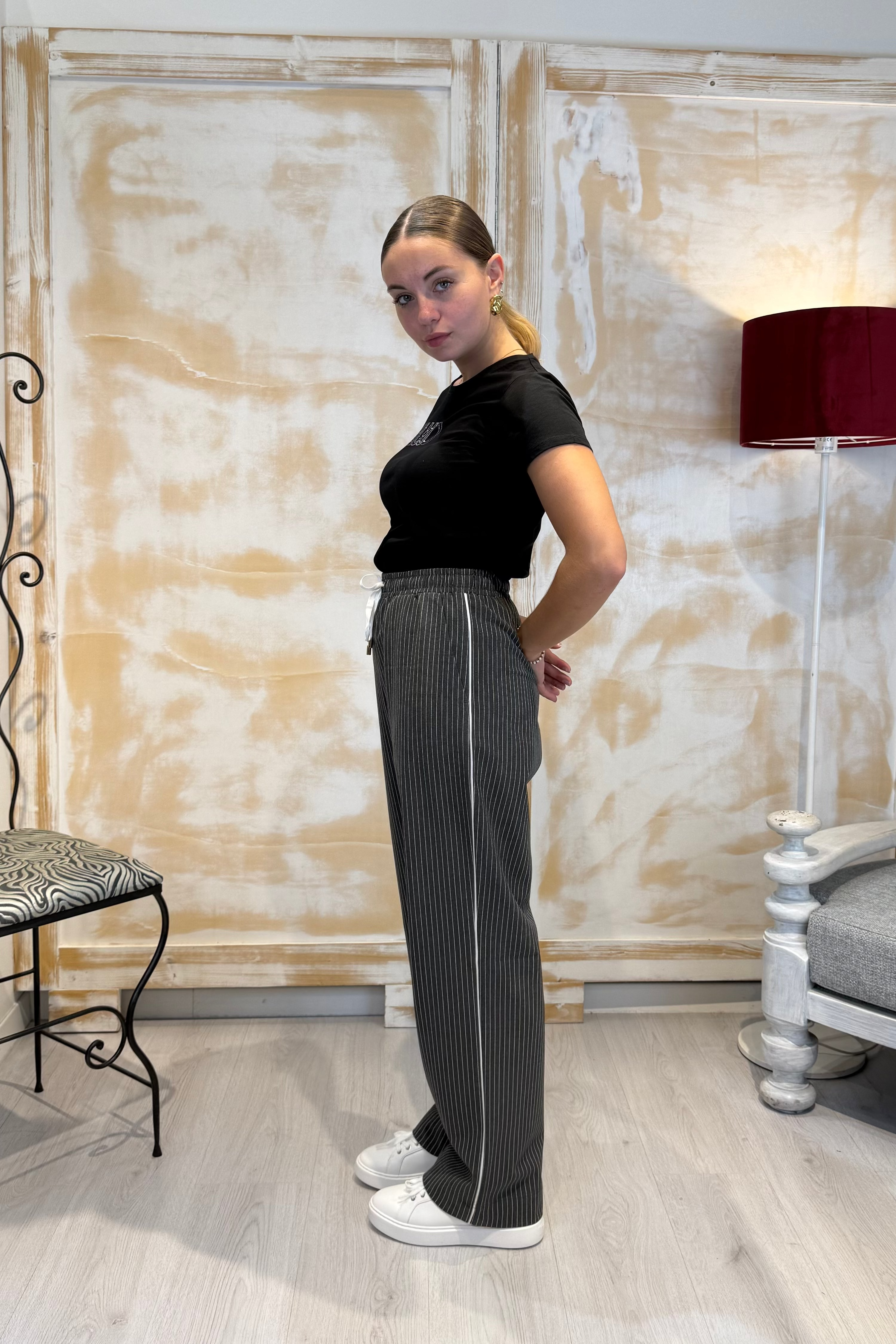 Pantalone jogging gessato ampio LIU JO