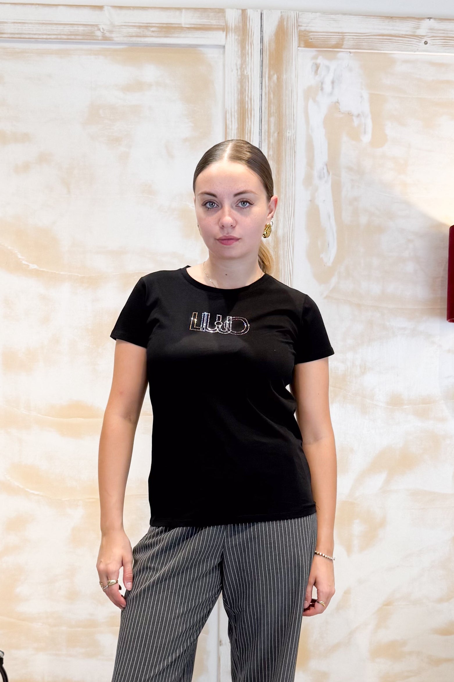 T-shirt con logo e strass LIU JO