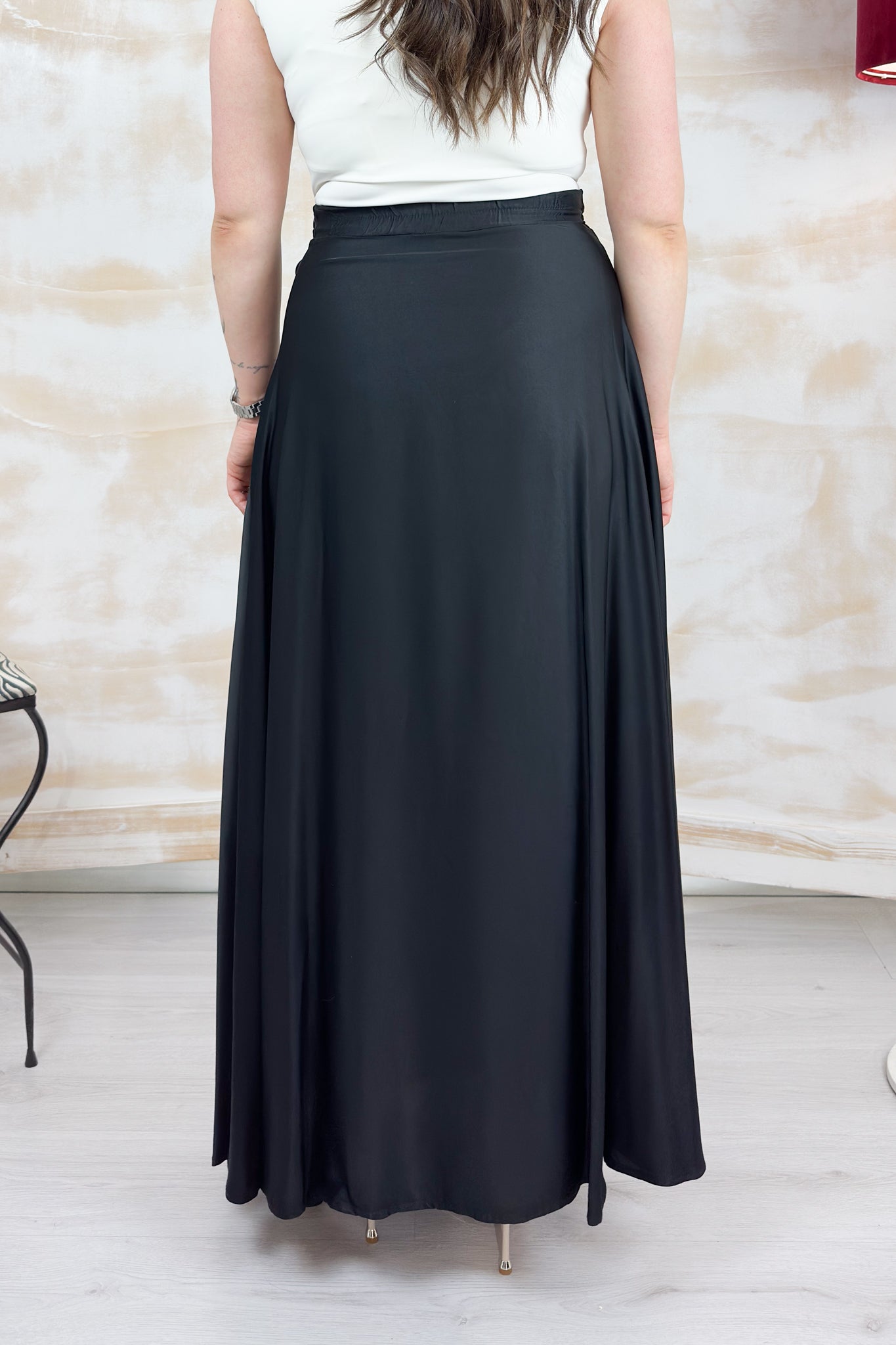 Gonna lunga in raso KAOS - Nero