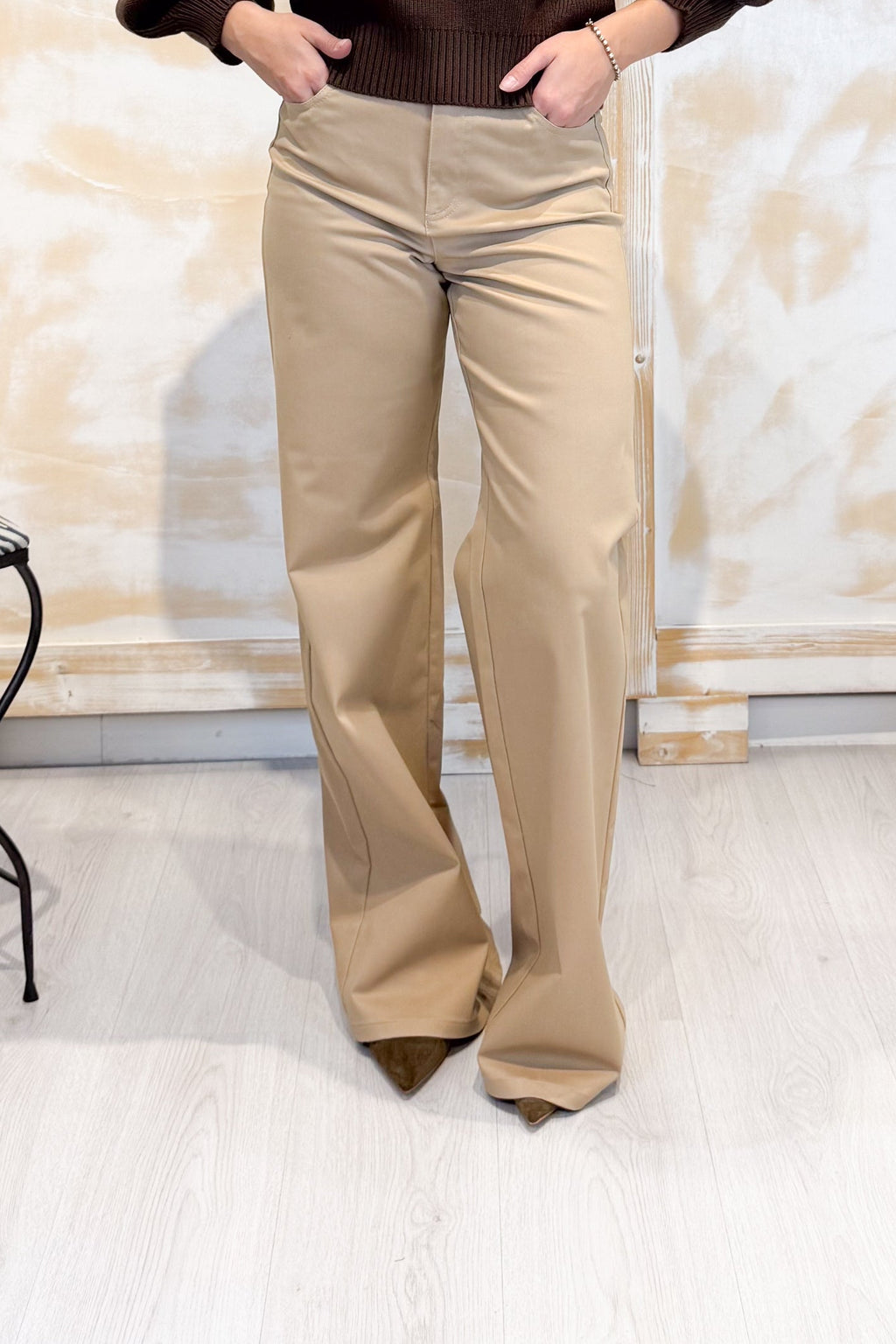 Pantalone 5 tasche in raso di cotone stretch EMME