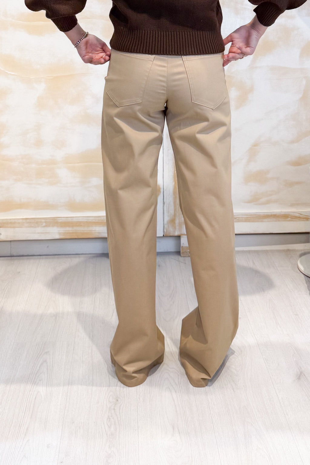 Pantalone 5 tasche in raso di cotone stretch EMME