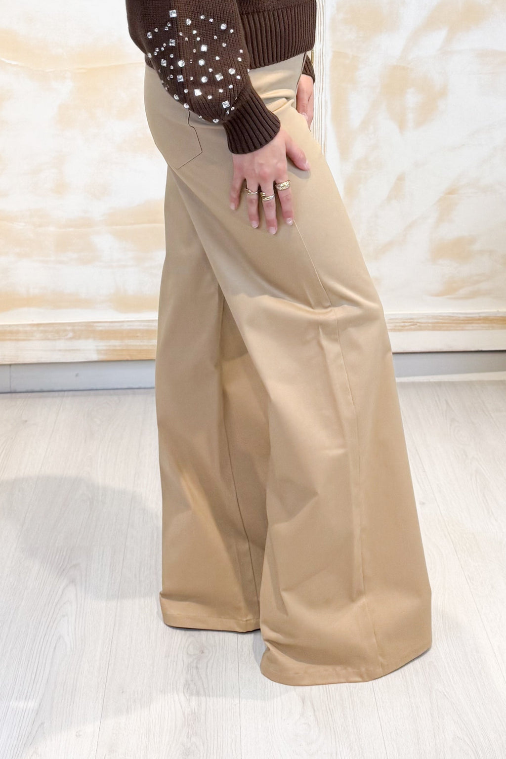 Pantalone 5 tasche in raso di cotone stretch EMME