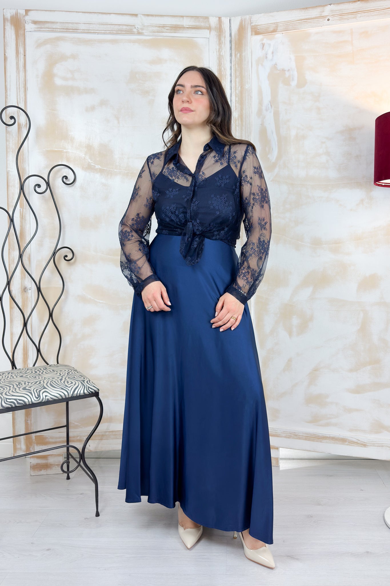 Camicia in pizzo chantilly EMME - Blu