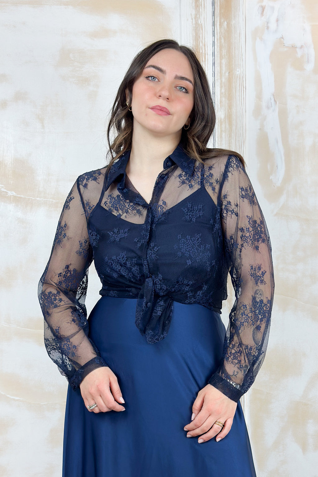 Camicia in pizzo chantilly EMME - Blu