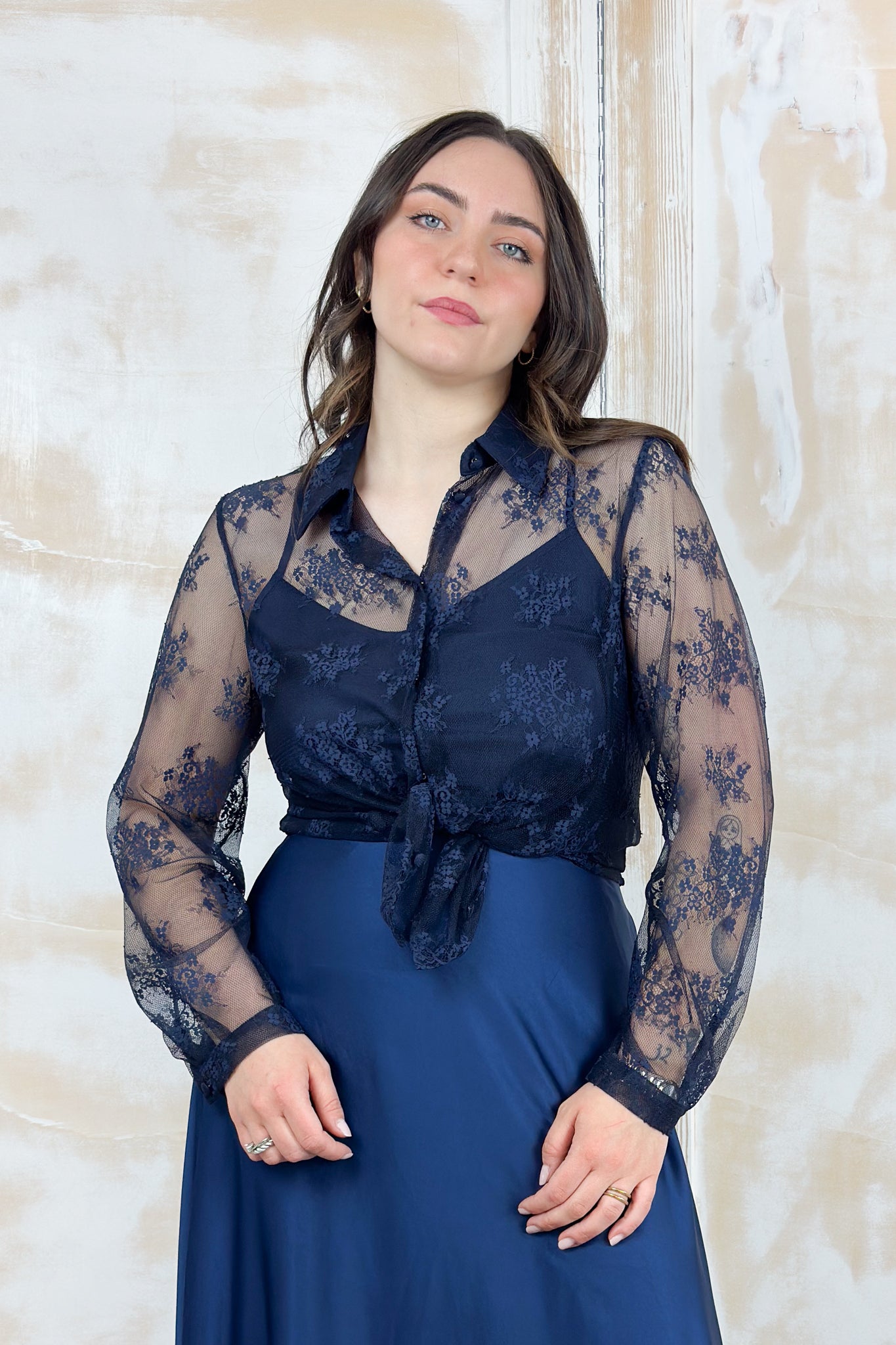 Camicia in pizzo chantilly EMME - Blu