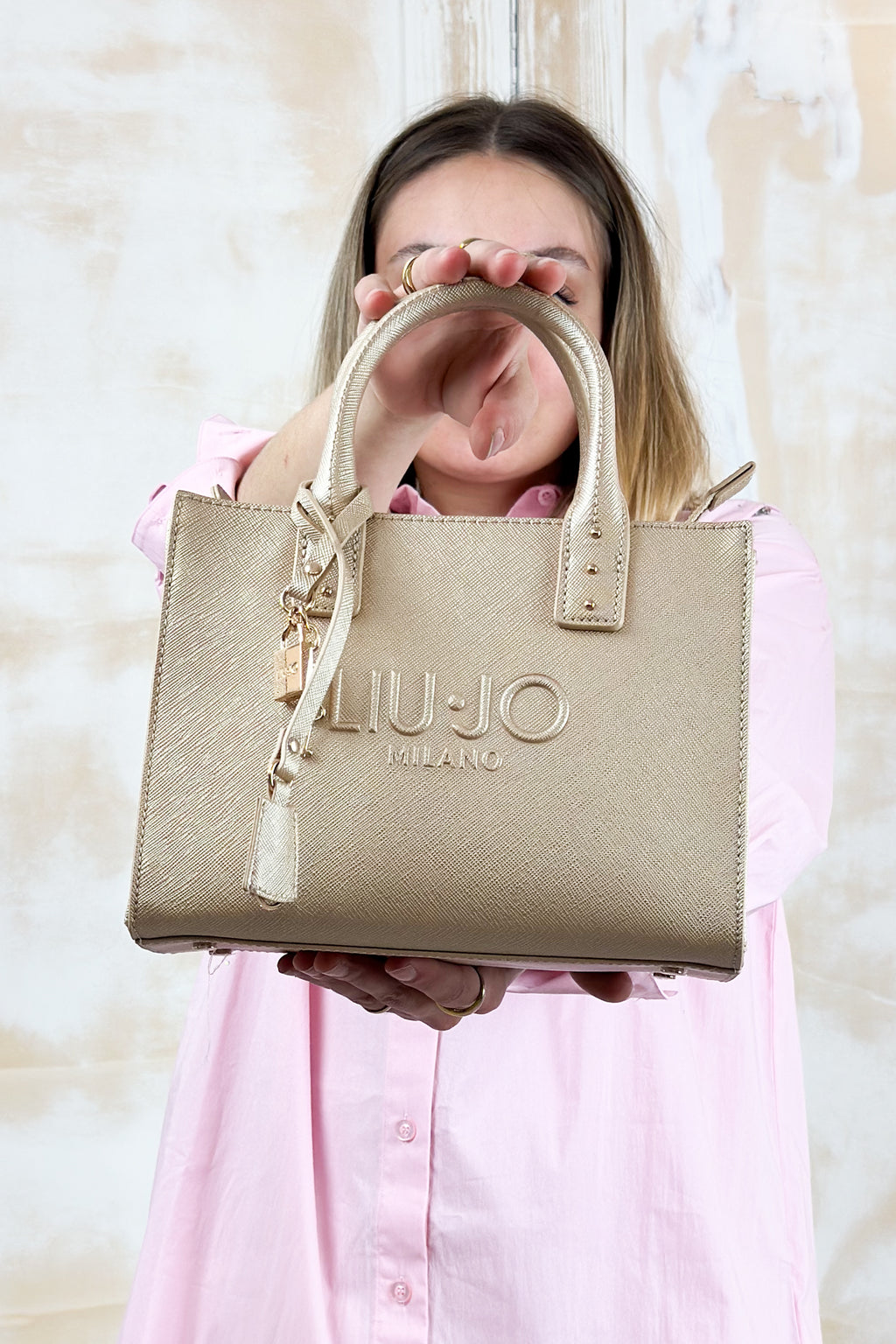 Borsa a mano piccola in saffiano LIU JO - Light gold