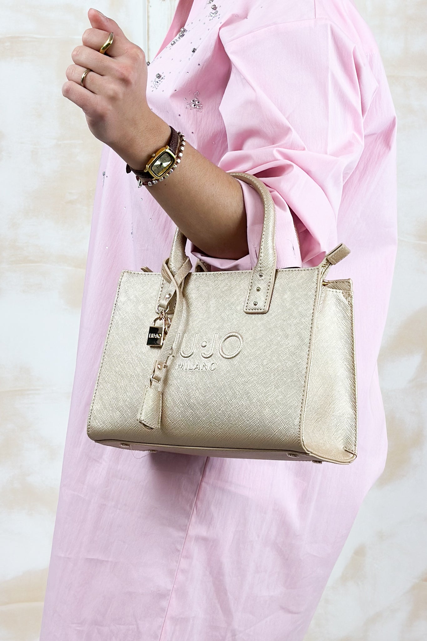 Borsa a mano piccola in saffiano LIU JO - Light gold