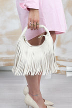 Borsa a mano con frange MANILA GRACE - Off white
