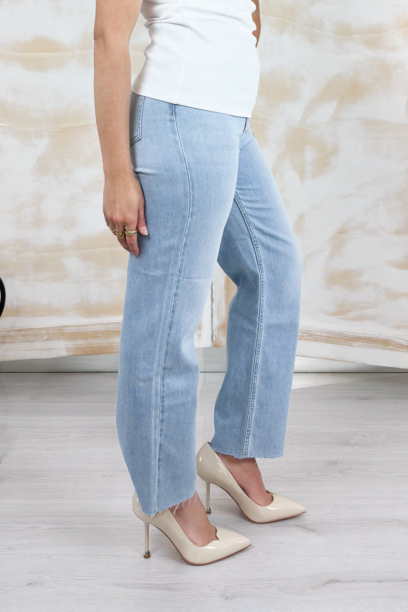Jeans straight vita alta LIU JO - Den.Blue lt.organza