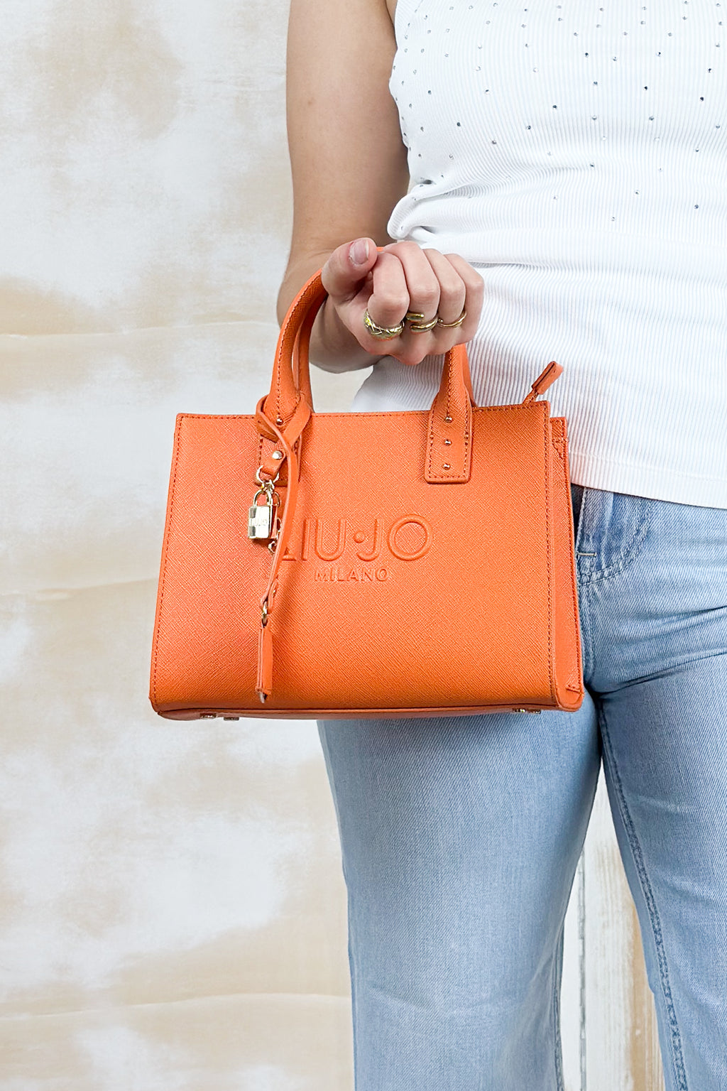 Borsa a mano piccola in saffiano LIU JO - Arancio