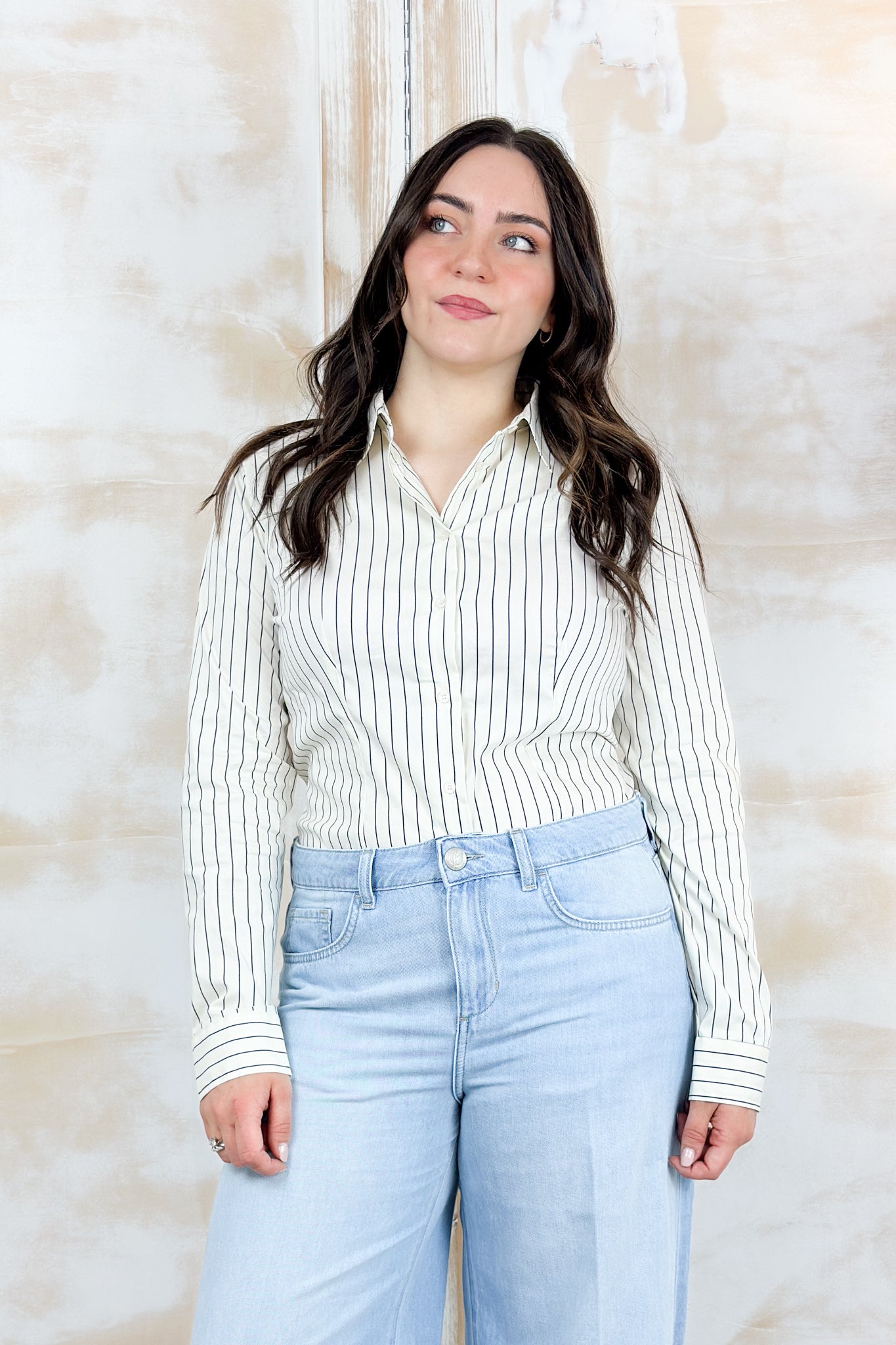 Camicia in popeline stretch EMME - BLU RIGA SPAZIATA