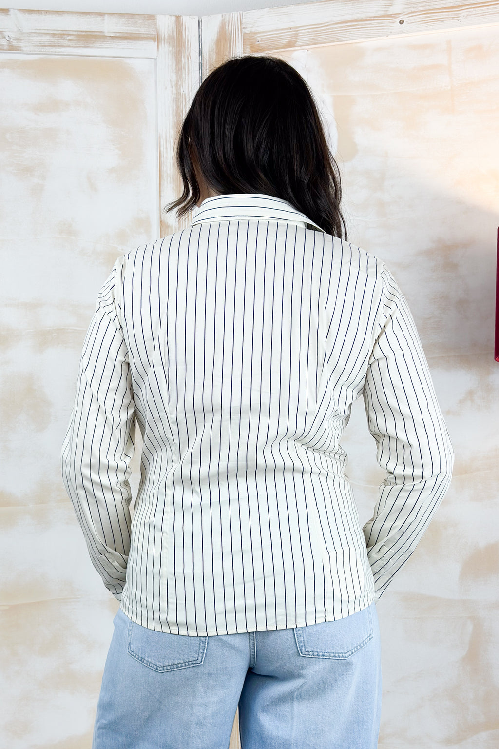 Camicia in popeline stretch EMME - BLU RIGA SPAZIATA