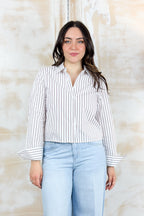 Camicia cropped a righe KAOS - Bianco