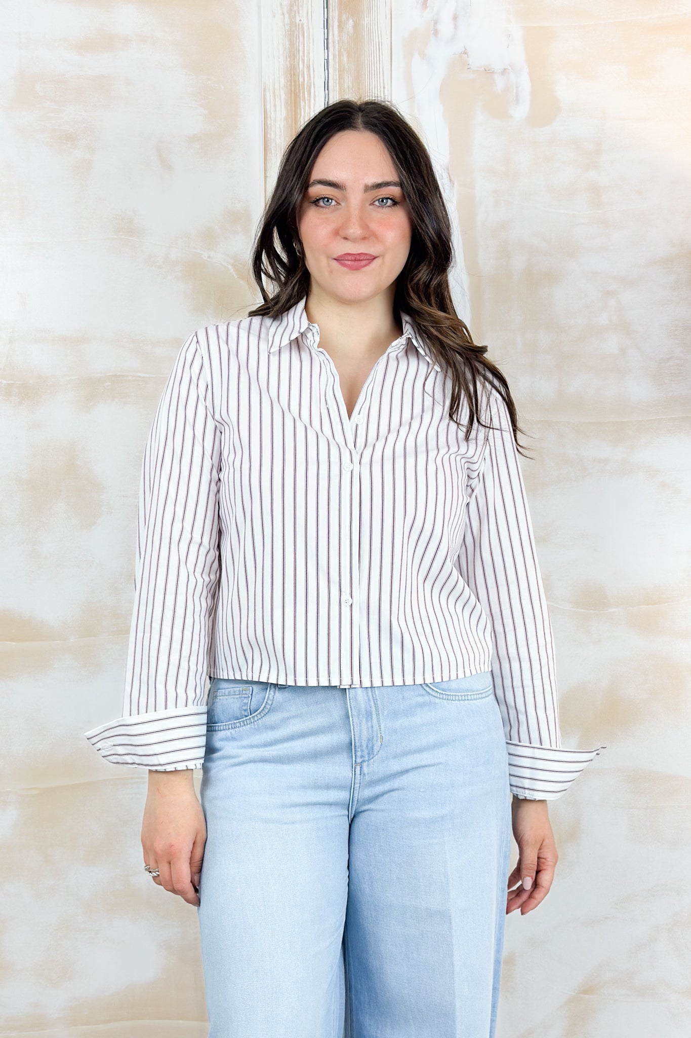 Camicia cropped a righe KAOS - Bianco