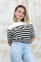 Maglia manica corta a righe LIU JO - White/black