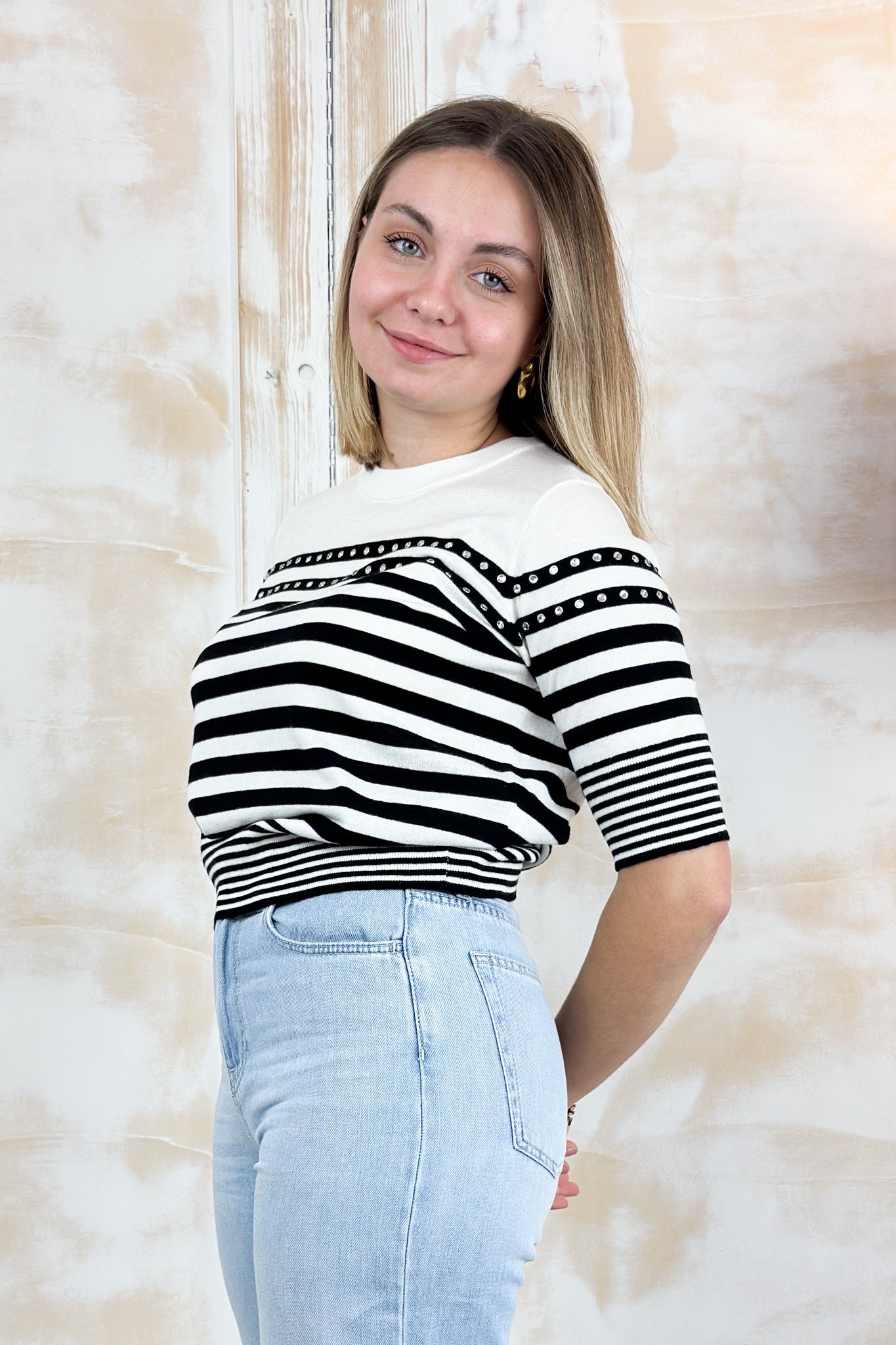 Maglia manica corta a righe LIU JO - White/black