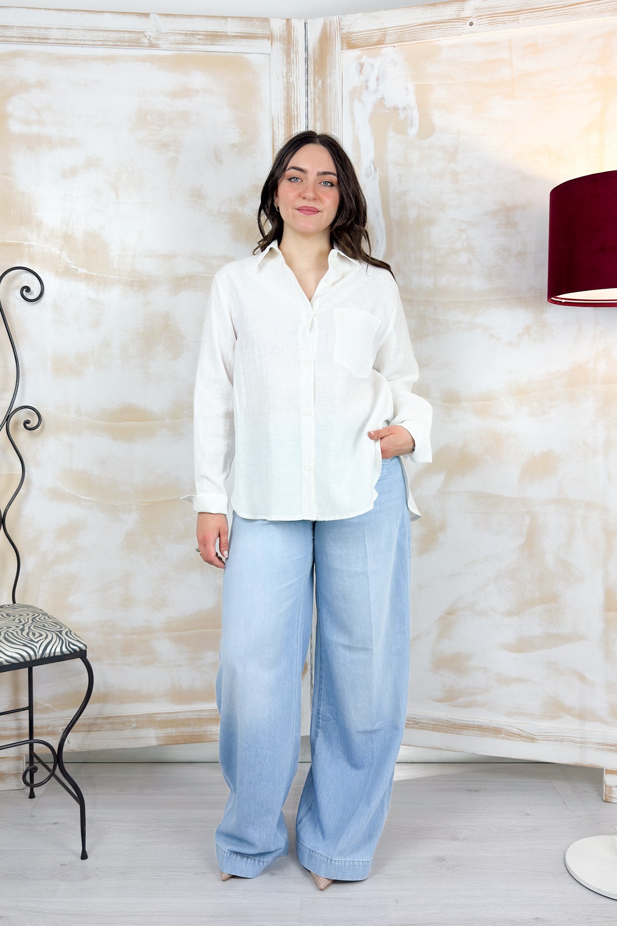 Camicia over in misto lino ramiè KAOS - Panna