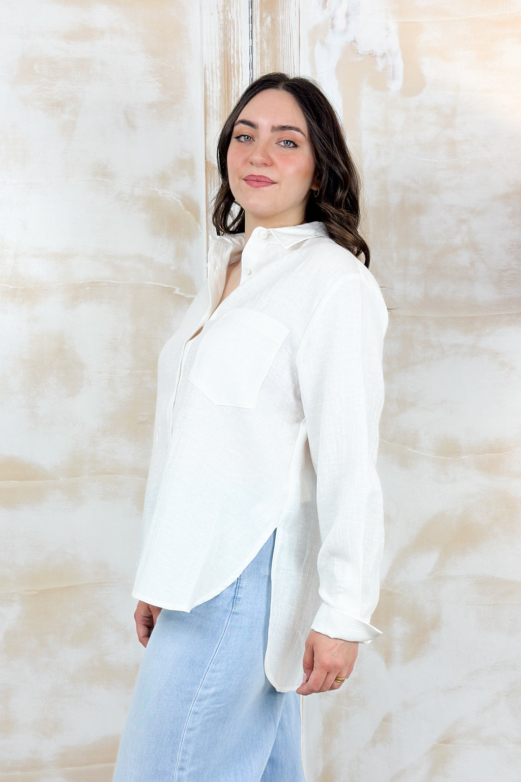 Camicia over in misto lino ramiè KAOS - Panna