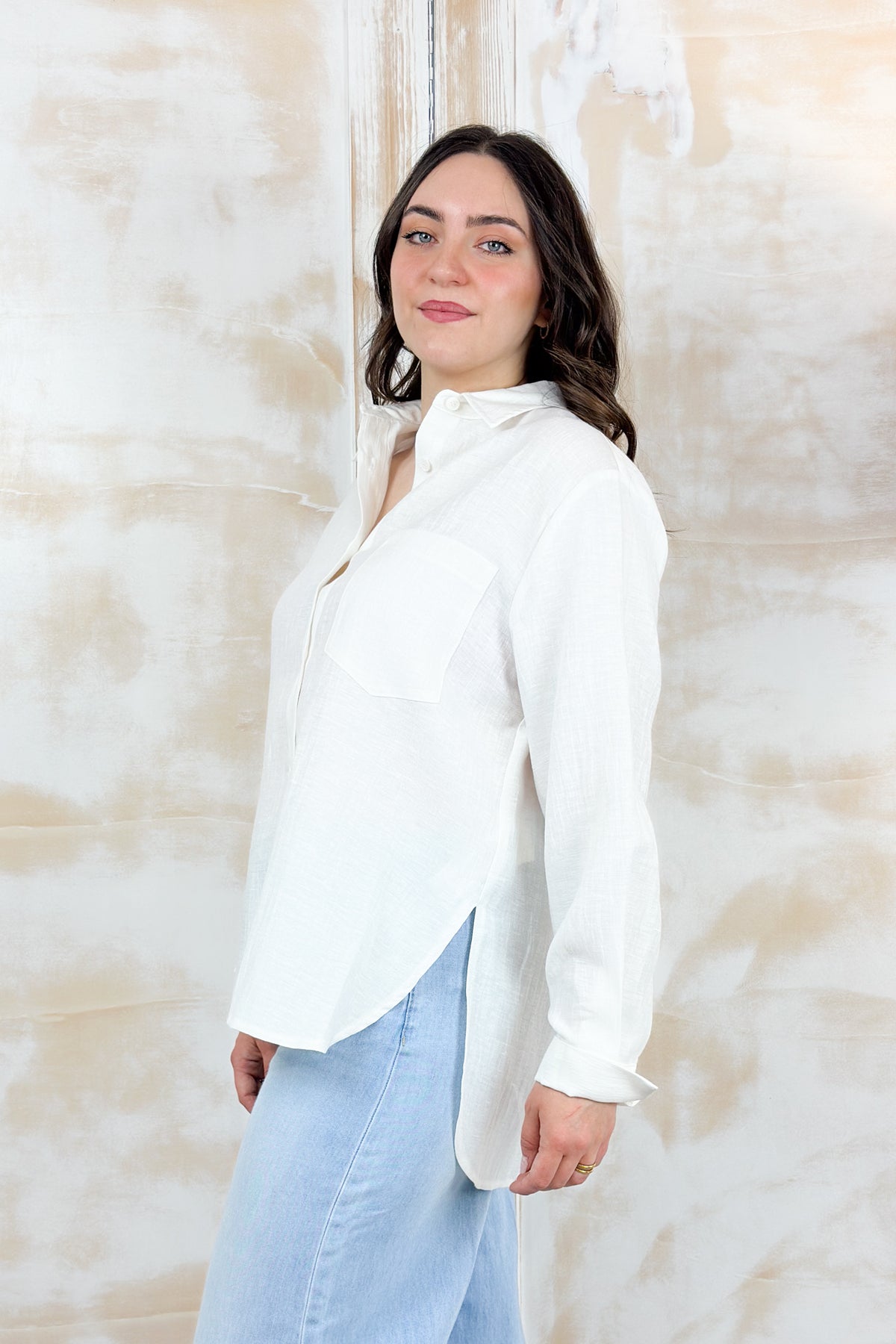 Camicia over in misto lino ramiè KAOS - Panna