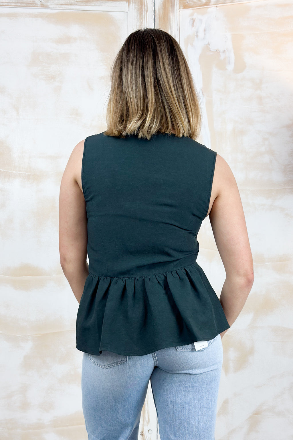 Top con bottoni lino e viscosa EMME - Verde scuro
