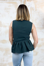 Top con bottoni lino e viscosa EMME - Verde scuro