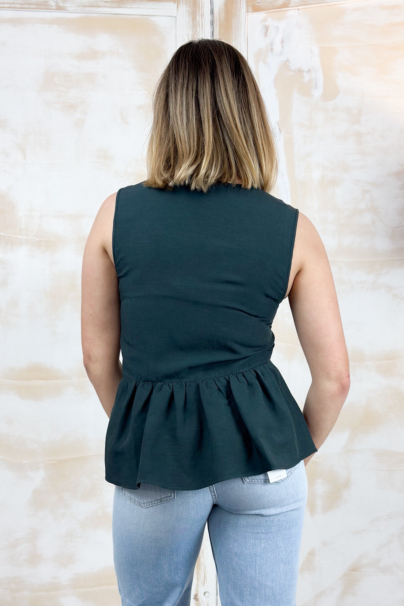 Top con bottoni lino e viscosa EMME - Verde scuro