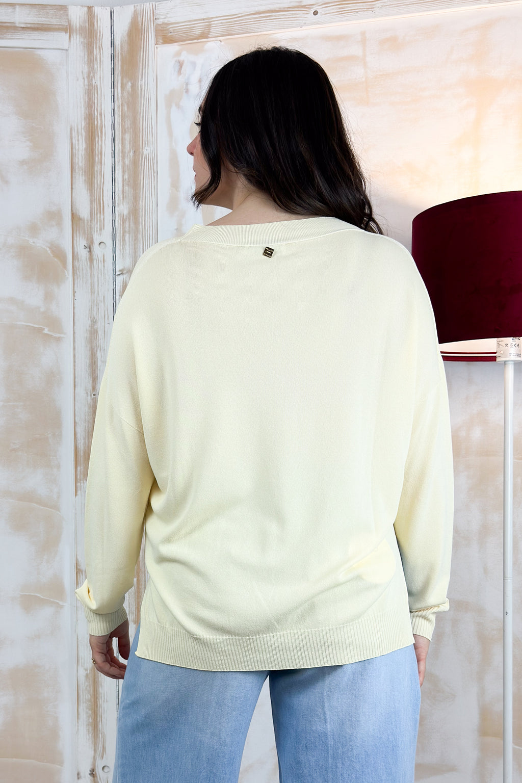 Maglia scollo "V" manica lunga MANILA GRACE - Limonata