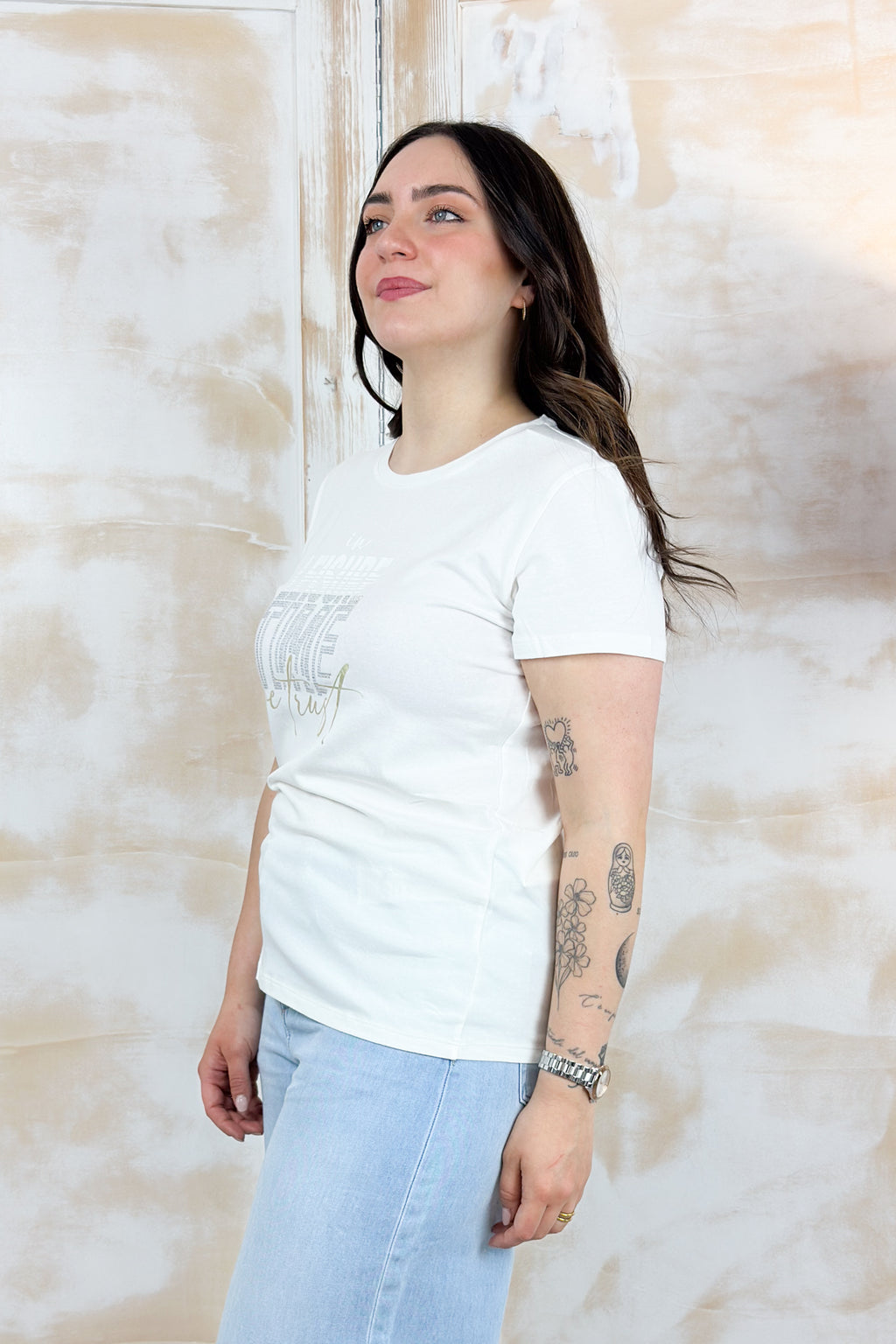 T-shirt slim-fit LIU JO - White milk/leis.time