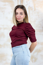 Maglia in filo di viscosa con maniche arricciate KAOS - India
