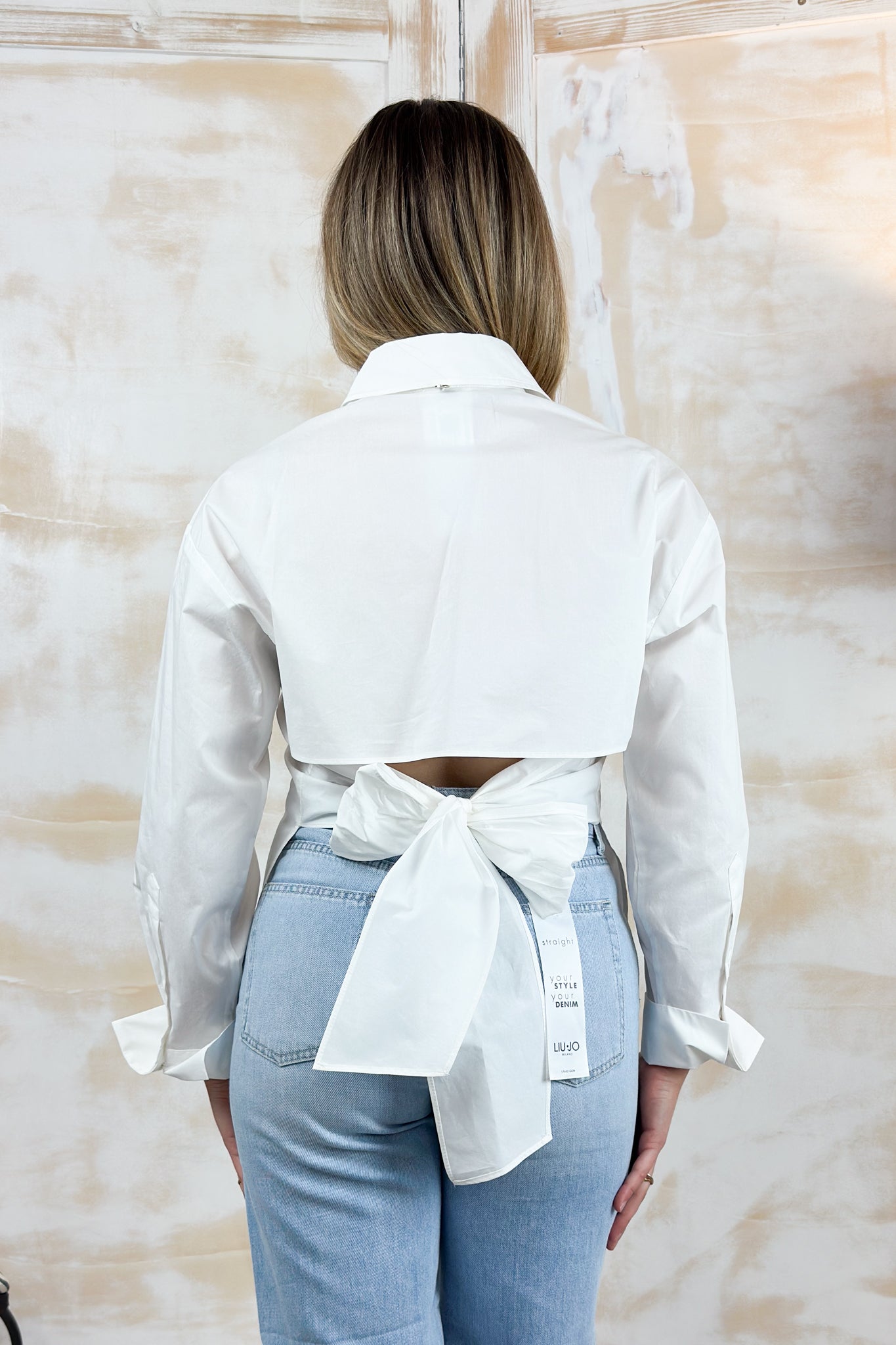 Camicia con fiocco sulla schiena LIU JO - Bianco lana