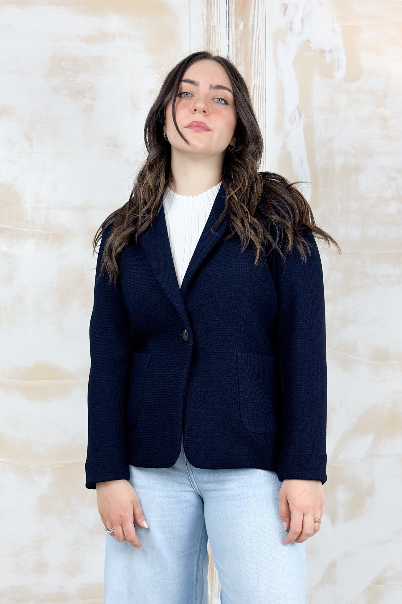 Blazer in stuoia armaturata EMME - Blu notte