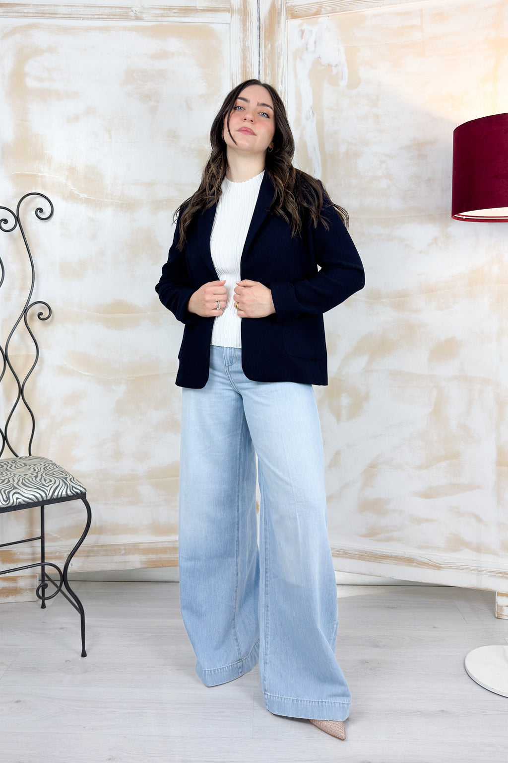 Blazer in stuoia armaturata EMME - Blu notte