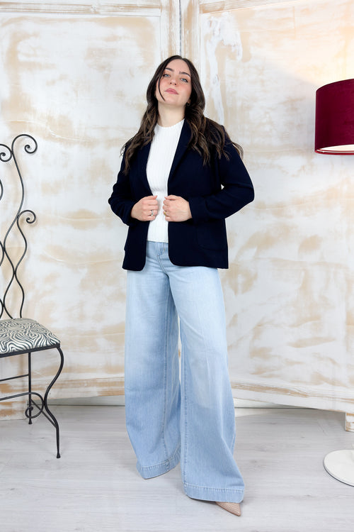 Blazer in stuoia armaturata EMME - Blu notte
