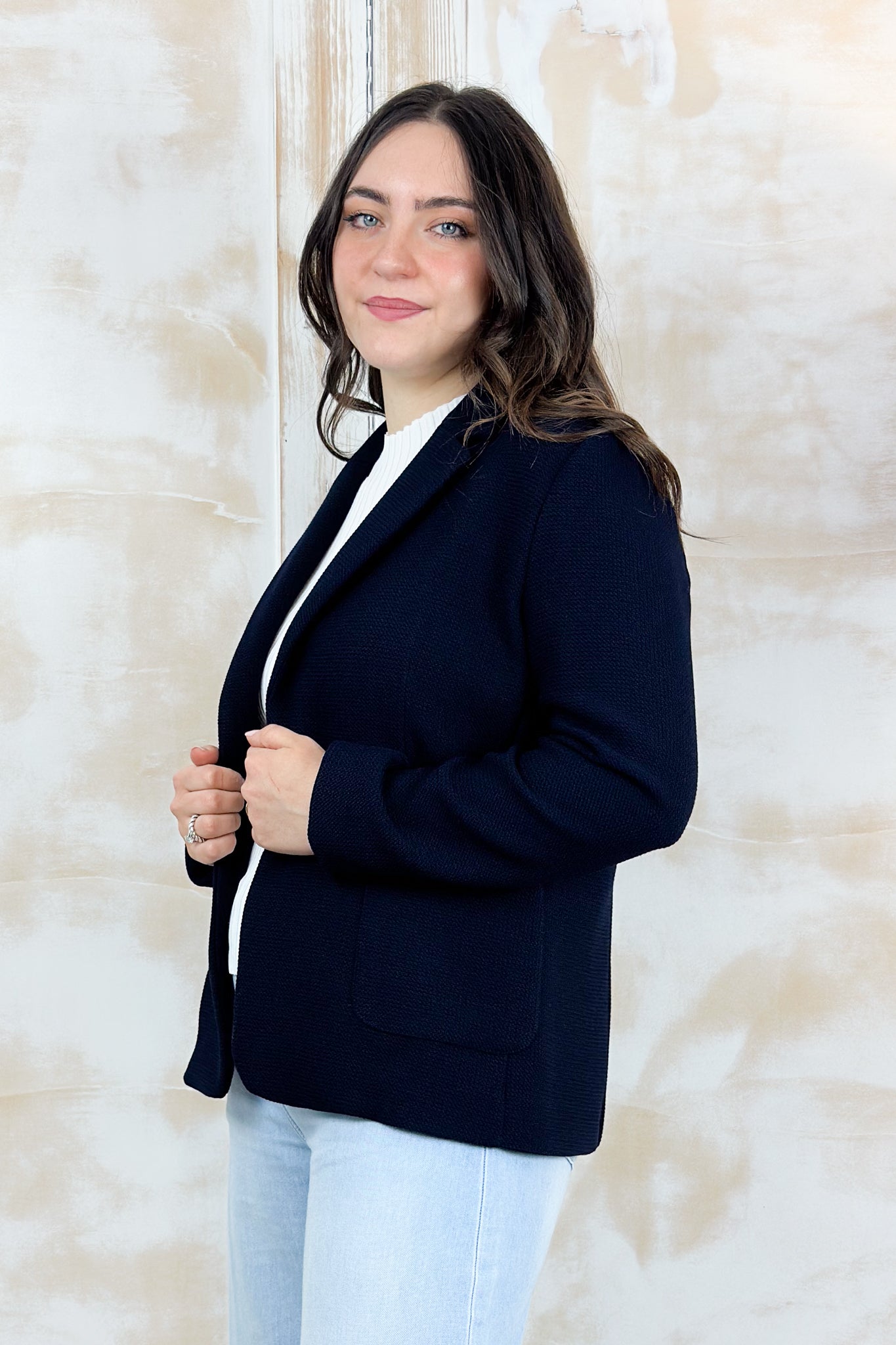 Blazer in stuoia armaturata EMME - Blu notte