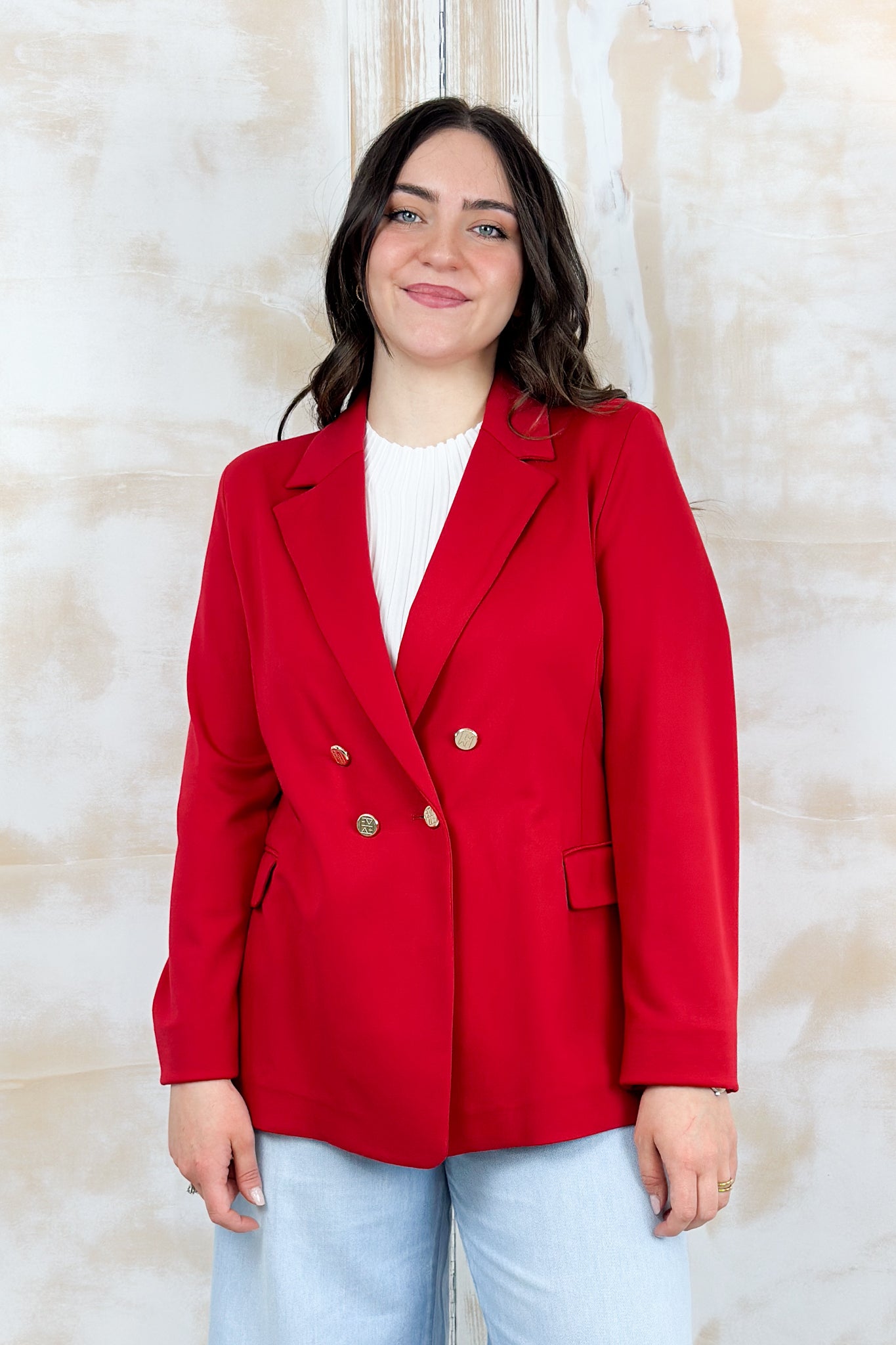 Blazer in jersey con bottoni oro EMME - ROSSO