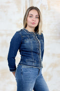 Giacca "KATE" in denim borchiata LIU JO - Den.blue tasch.logo