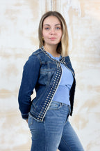 Giacca "KATE" in denim borchiata LIU JO - Den.blue tasch.logo