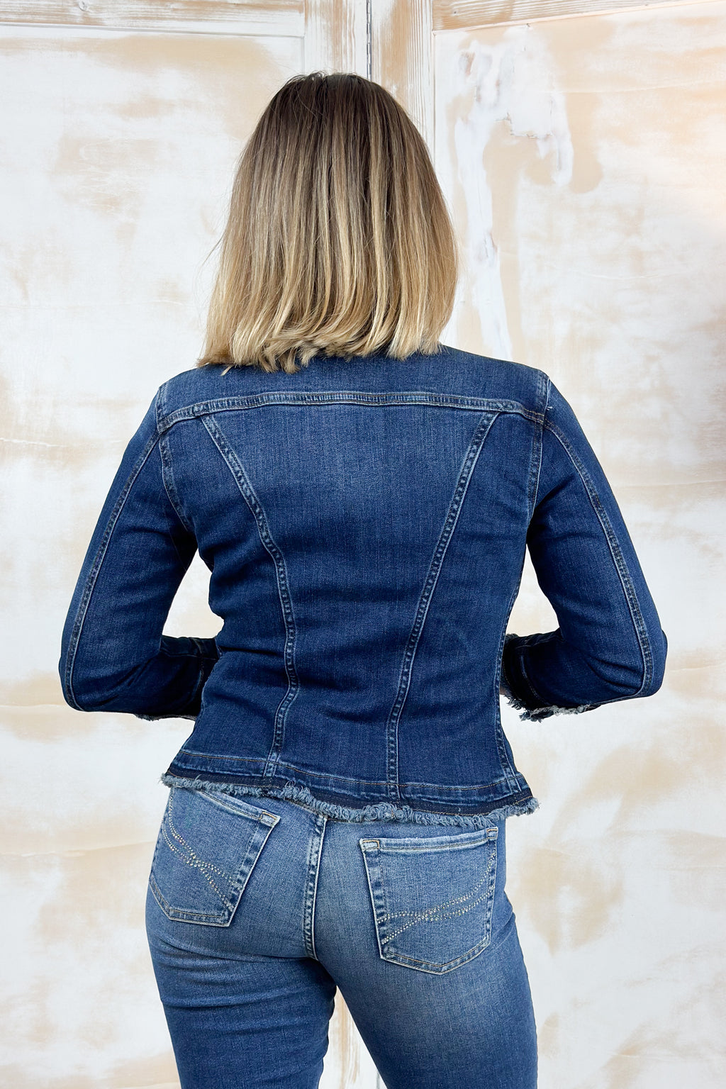 Giacca "KATE" in denim borchiata LIU JO - Den.blue tasch.logo