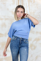 Maglia manica corta con baschina in vita KAOS - Azzurro