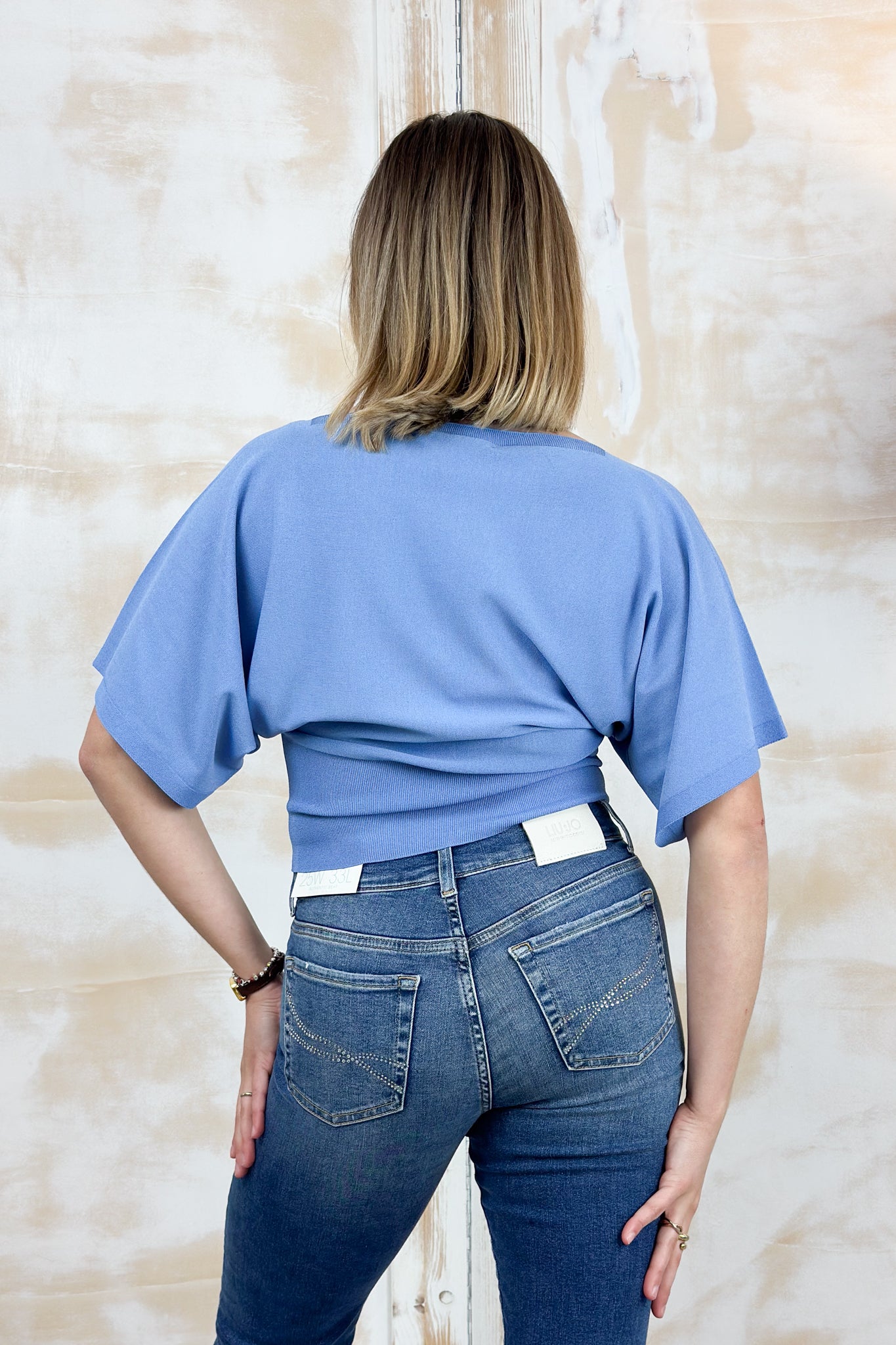 Maglia manica corta con baschina in vita KAOS - Azzurro