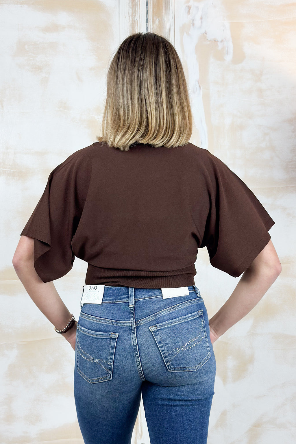 Maglia manica corta con baschina in vita KAOS - Caffè