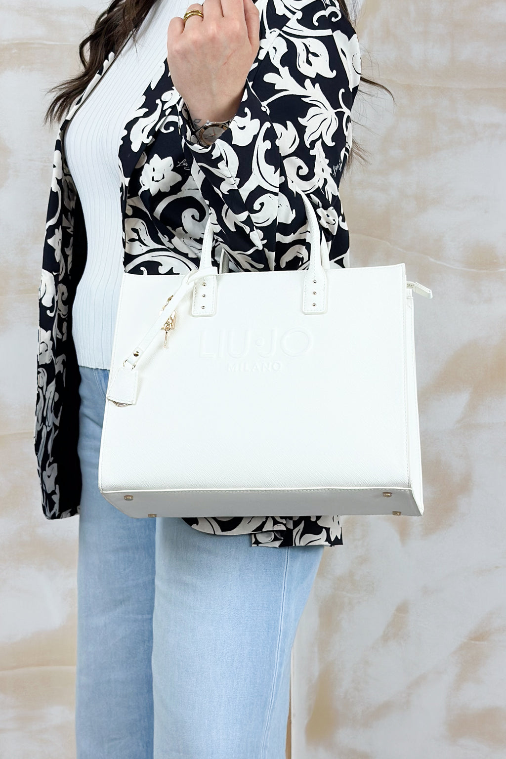 Borsa in saffiano media LIU JO - Cream