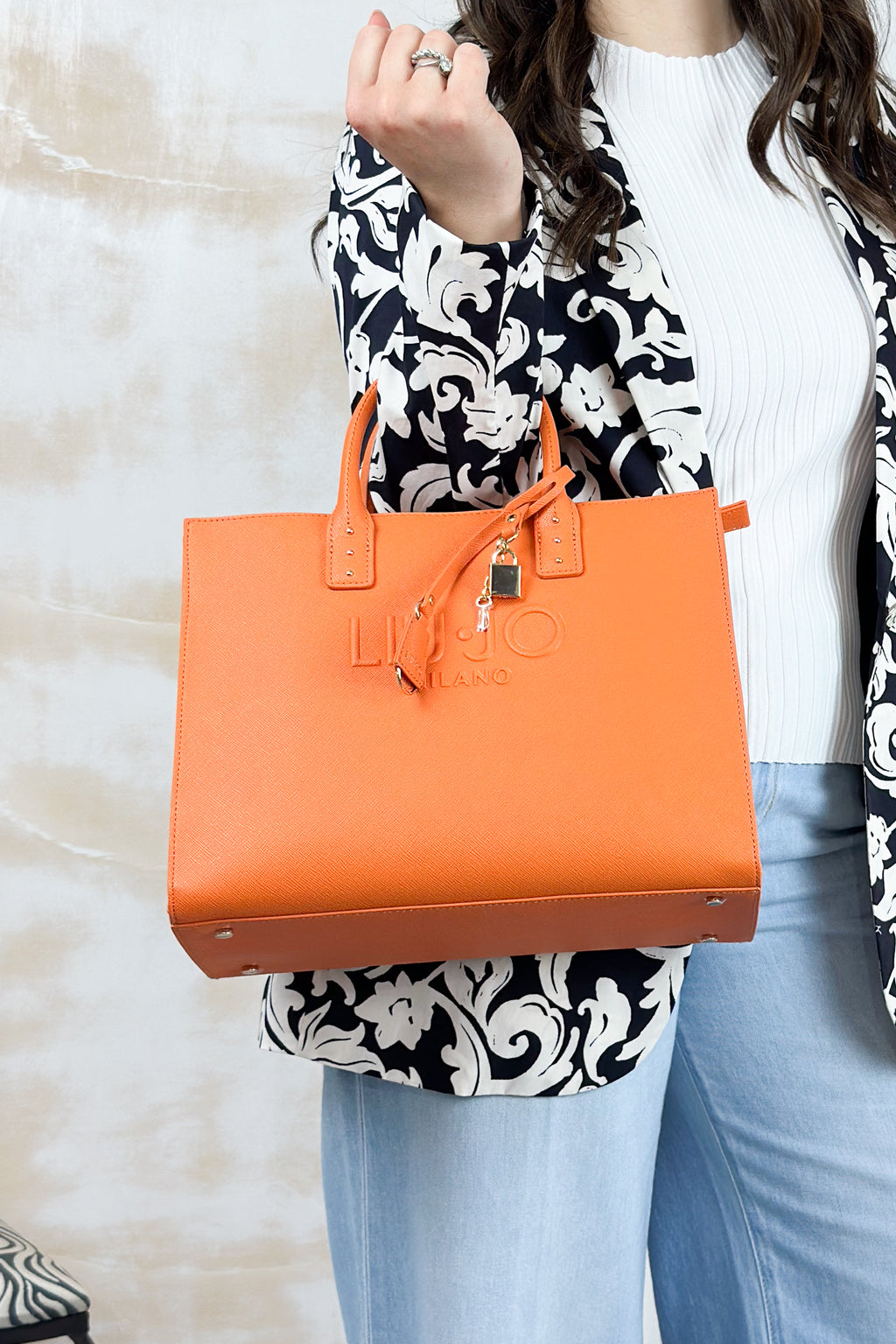 Borsa in saffiano media LIU JO - Arancio